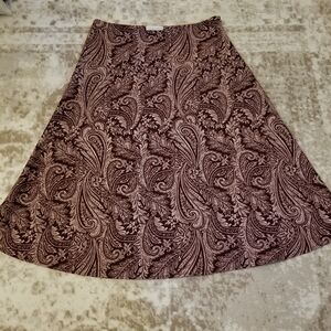 New York & Company Brown Paisley A-Line Skirt